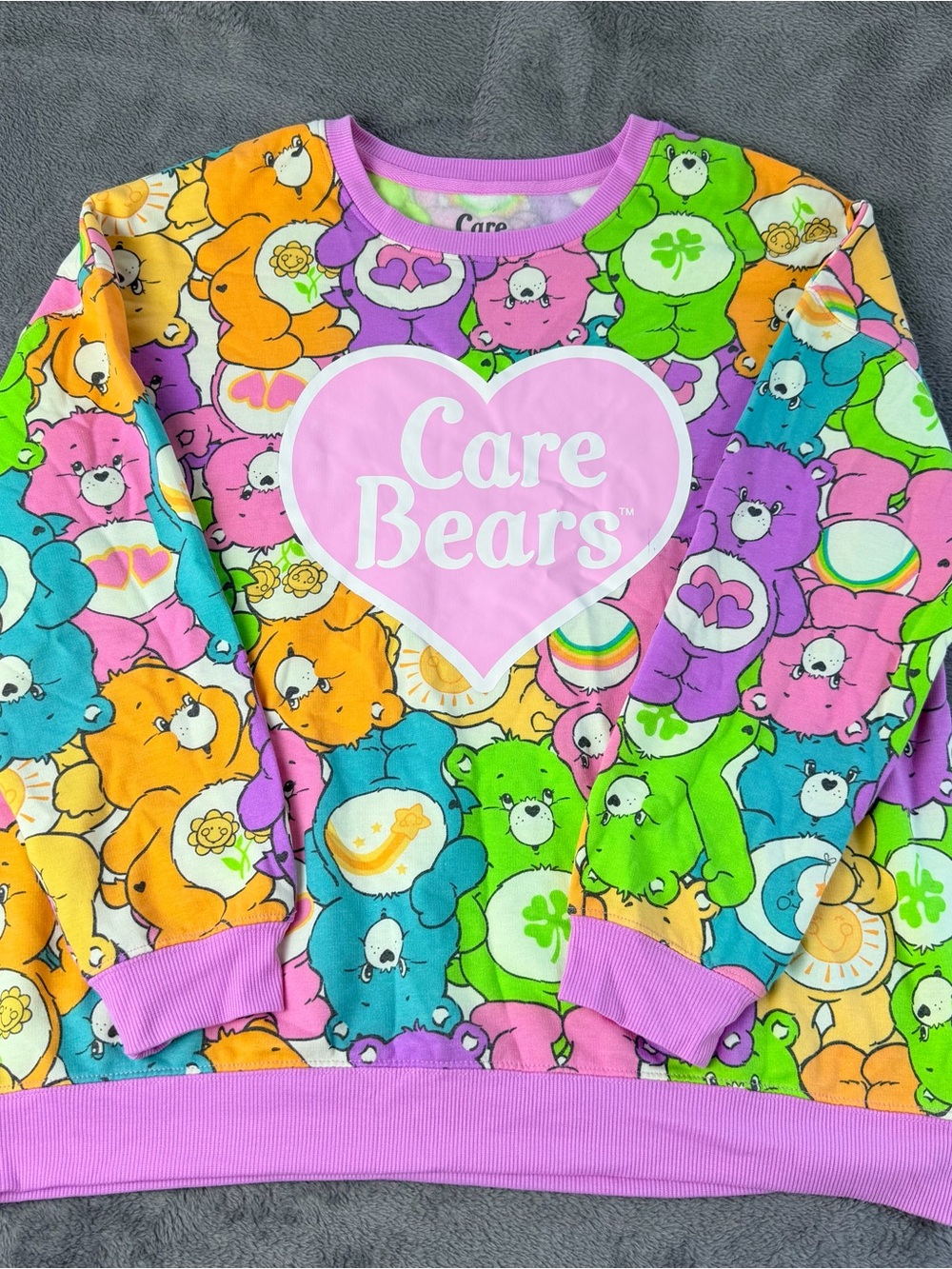 Care Bears Hybrid Apparel Womens Pullover Soft All-Over Sweatshirt Hearts Large